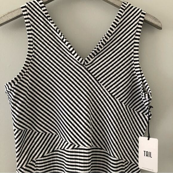 Tail Activewear Stripe V Neck Dress with Cross Over Panel NEW - Picture 3 of 7